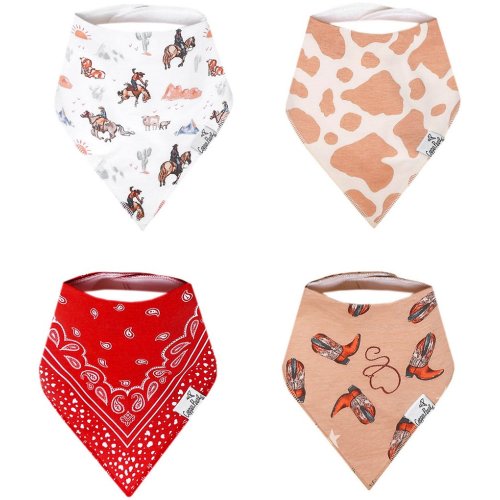 Copper Pearl Baby Boys Boone Western Print Bandana Bibs 4-Pack