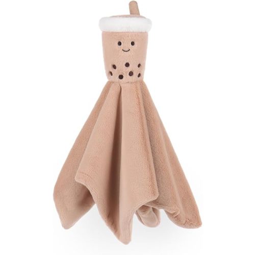 Apricot Lamb Velvet Boba Tea Security Blanket for Babies, Soft Loveys for Baby Boy and Girl, 14 Inches for Infant and Toddlers