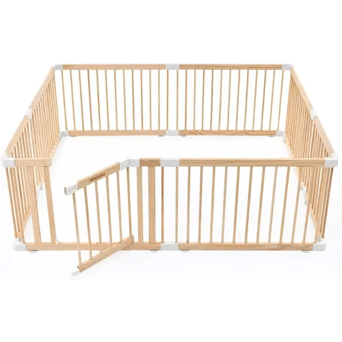 HARPPA Baby Gate Playpen for Babies and Toddlers Wooden Playpen Large Baby Fence Play Yards for Play Area (60x71.5x24 inches)