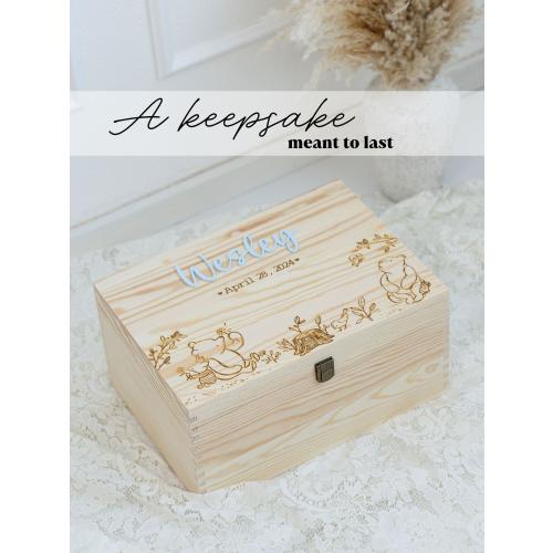 Winnie the Pooh Baby Keepsake Box, Personalized Pooh Memory Box, Pooh Baby Shower Gift, Classic Pooh Nursery Gift Engraved Baby Keepsake Box