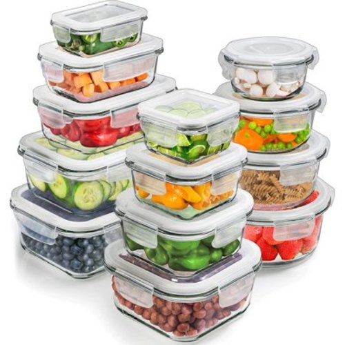 Prep Naturals 26 pcs Glass Food Storage Containers, Meal Prep Glass Containers