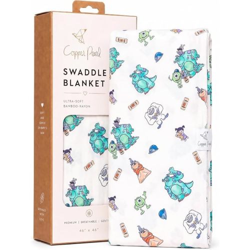 Copper Pearl Swaddle Blankets for Newborns | Soft Stretchy Receiving Blankets for Boys and Girls | Large 46 x 46 Inch Baby Blankets | Lightweight and Breathable Swaddles | Monsters Inc Friends