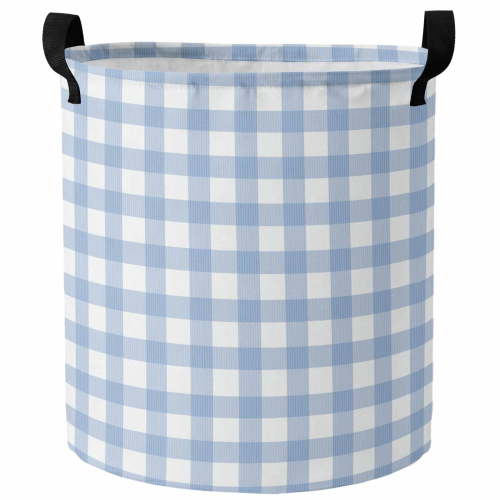 Blue Grid Buffalo Plaid Laundry Hamper Dirty Clothes Hamper for Bedroom Bathroom Classic Checkered Clothes Hampers Laundry Basket Toy Baskets Storage Organizer 13.8"x17"