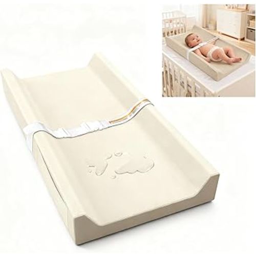 Baby Changing Pad,Leather Diaper Changing Pad with Waterproof & Wipeable PU Material,Safe & Portable Changing Pad for Dresser,Tavel,Table(Apricot)