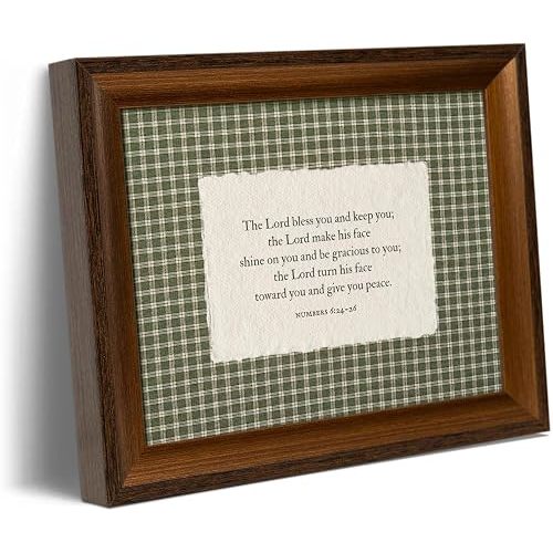 Framed Numbers 6:24-26 Scripture Wall Art Vintage Green Gingham Home Decor