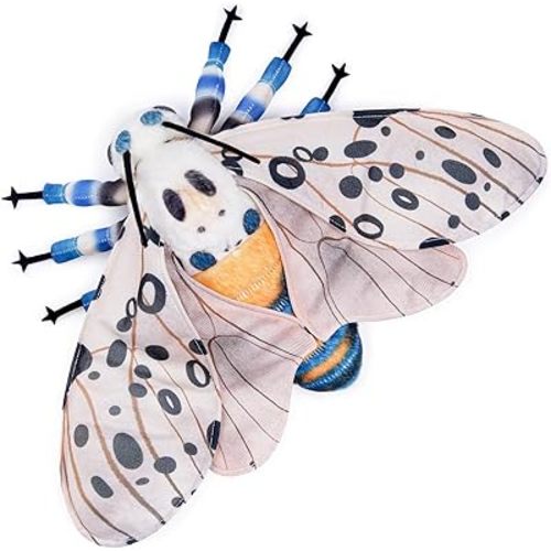 FRANKIEZHOU Simulation Leopard Moth Stuffed Animal - White 9.8 Inch,Soft Leopard Moth Plush Toy,Moth Toy for Kids, Home Decor, Cuddle Toy