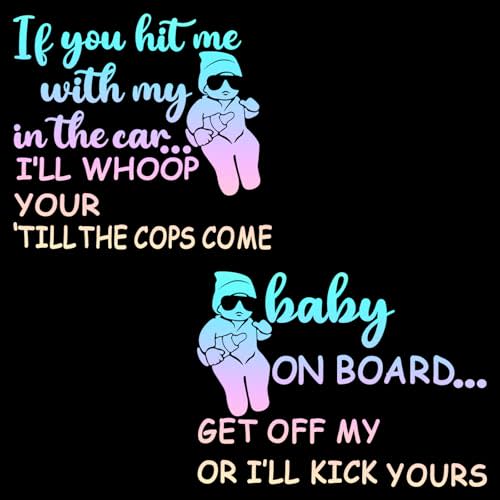 2 Pieces Baby on Board Sign and Car Decal - Removable Safety Sticker for Cars, Trucks, Window, Vehicle Bumper - New Drivers (Laser Color)