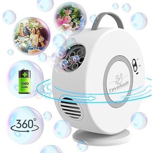 Bubble Machine for Kids Toddlers,Automatic Bubble Blower Rechargeable, 90° 360° Auto Rotatable Portable Bubble Maker Electric Bubbles Toy for 3 4 5 6 7 8 Year Old, Outdoor Wedding Party Gifts