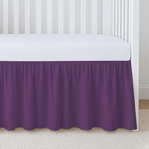 Crib Ruffle Bed Skirt Microfiber Nursery Bedding Skirt for Baby Girls (28” x 52” x 14’’) Inch - Plum Solid