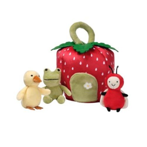Lambs and Ivy Strawberry Soft Plush Interactive Play Set with Stuffed Animal Toys