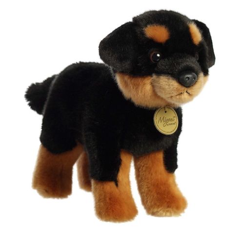 Aurora Medium Rottweiler Miyoni Realistic Stuffed Animal Black 10"