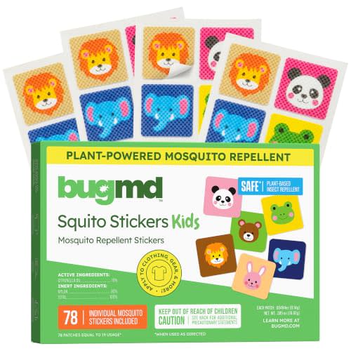 BugMD Squito Stickers - Mosquito Repellent Patches for Kids | Safe and Effective for Toddlers, Camping, Beach and Outdoor Essentials | 78 Count