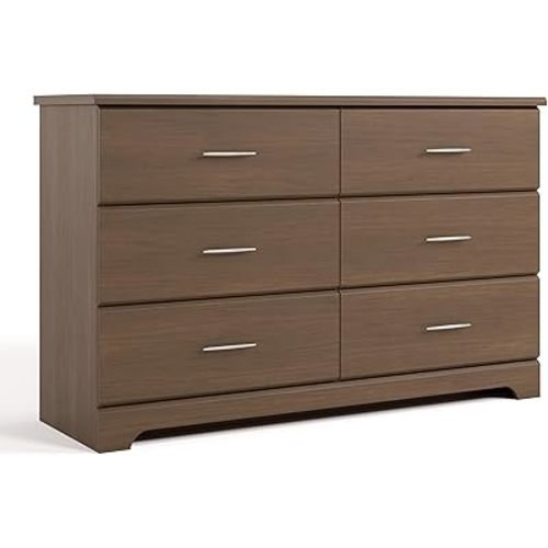 Stork Craft Brookside 6-Drawer Dresser (Hazelnut) – GREENGUARD Gold Certified, Wood Dresser for Bedroom, Kids & Nursery Storage Chest, Safety Interlocking Drawers, Pre-Installed Tracks, Kids Chest