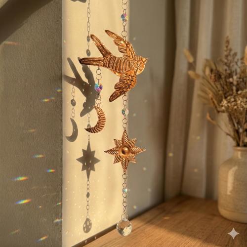 Crystal Suncatcher Embossed Foil Swallow Ready to Hang Window Decor