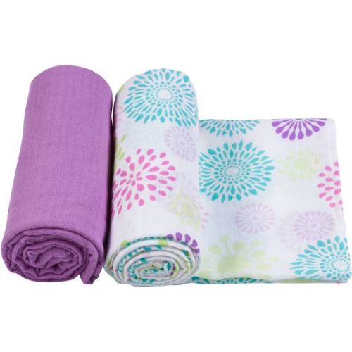 MiracleWare Muslin Swaddle Blanket - Color Burst 2pk: Cotton, 47"x47", Classic Patterns