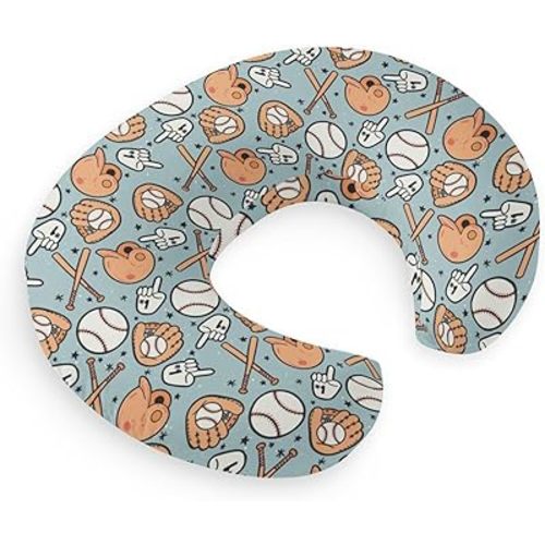 HawSkgFub Baseball American Sport Nursing Pillow Cover for Baby Boy, Blue Ballpark Game Season Glove Breastfeeding Pillow Slipcover, Nursing Pillowcase for Newborn Infant, Cover Only