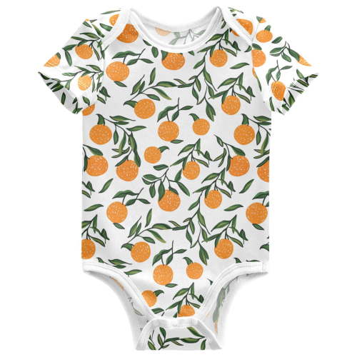 joogoo Orange Fruits Pattern Baby Bodysuits Short Sleeve Cotton Onesies Clothes 9Months