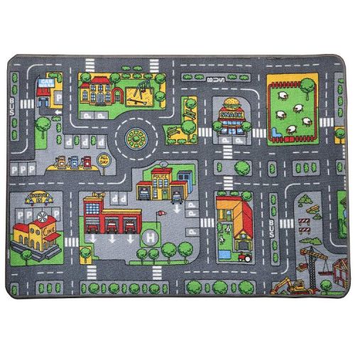 Universal Hobbies Large Street Play Carpet with Education Roads, City & Buildings - 52.4in x 37.4in PT-2911