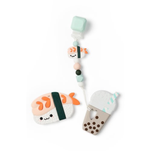 Silicone Teether & Pacifier Clips Set