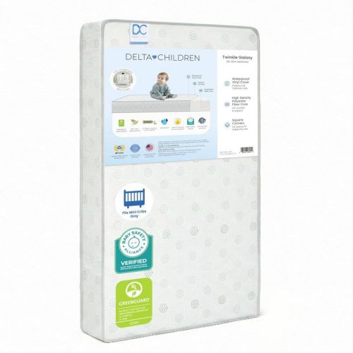 Delta Children Twinkle Galaxy 3" Mini/Portable Standard Crib Hybrid Mattress with Greenguard Gold