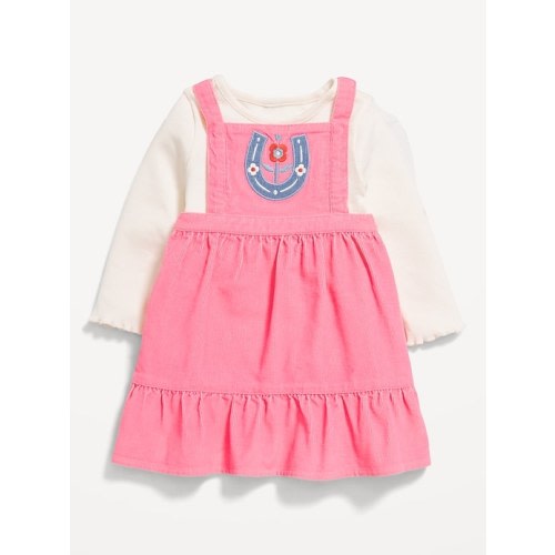 Long-Sleeve Ribbed T-Shirt and Corduroy Dress Set for Baby