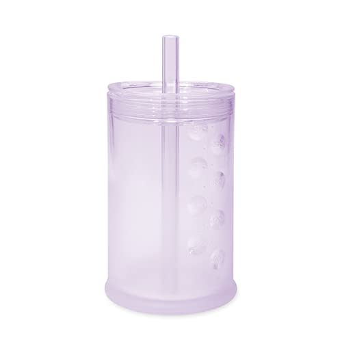 Olababy Clear View Silicone Training Cup with Straw Lid | Toddler Sippy Trainer 12mo+ | Unbreakable Water Drinking Cups for Kids 2yr+ | Baby Led Weaning & Feeding Supplies (Lilac, 9 oz)