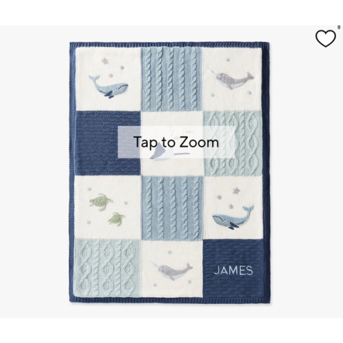 Whale Heirloom Sherpa-Backed Patchwork Knit Baby Blanket