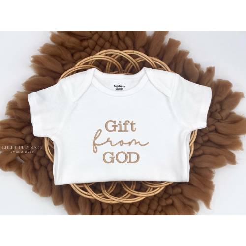 Embroidered Bodysuit Gift from God, Faith ONESIES® Brand, Pregnancy Announcement Grandparents, Christian, Mircle Baby Announcement, 700