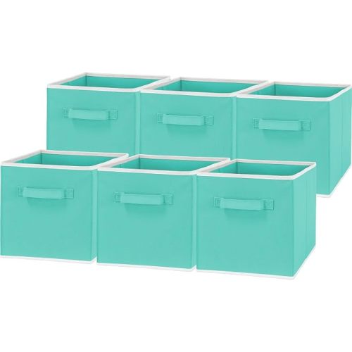 Simple Houseware 11-Inch Foldable Cube Storage Bins, Turquoise, 6-Pack
