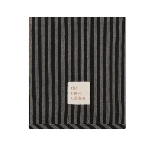 Noir Stripe Linen Baby Blanket