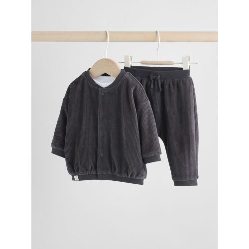 Black/White Baby Velour Jacket, Top and Joggers  Set (0mths-2yrs)