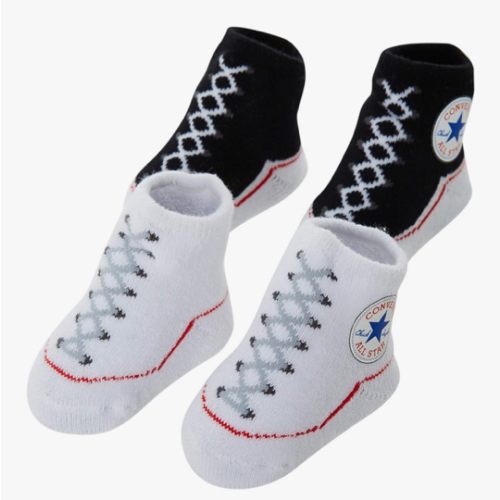 Converse Infant Baby Booties 2 Pack (Black(LC0001-001)/White, 0-6 Months)