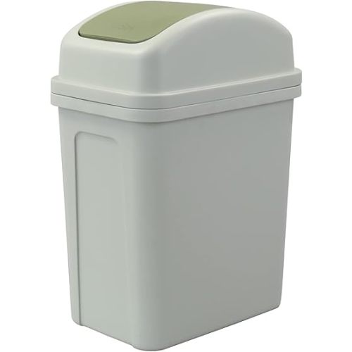 7 L Small Garbage Can with Swing Lid, 1.8 Gallon Indoor Trash Bin with Lid (Green)