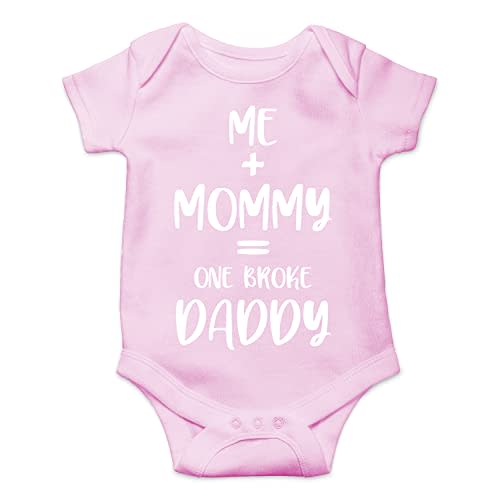 Belle Homie Me + Moomy = One Broke Daddy - Funny Baby Essentials Bodysuit - Newborn Baby Girl Clothes