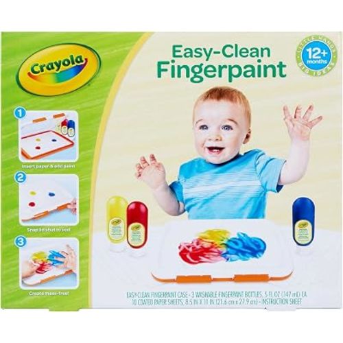 Crayola Mess Free Finger Painting Station – Washable Finger Paint for Toddlers, Spring Arts & Crafts Set, Sensory Activity, Travel Toy, Ages 1+