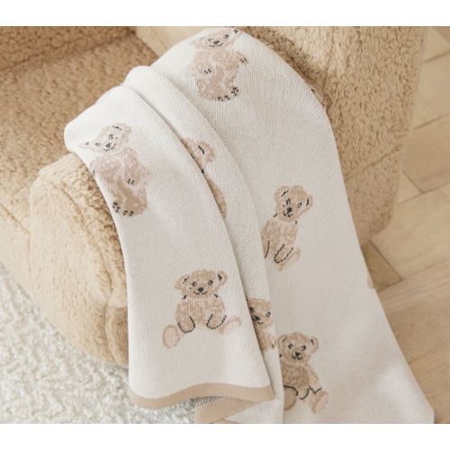 Teddy Bear Cotton Knit Baby Blanket