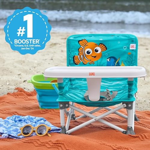 Bright Starts Disney Finding Nemo Pop 'N Sit Portable Booster, Indoor/Outdoor Use, Floor Seat with Feeding Tray, 6 Mos - 3 Yrs