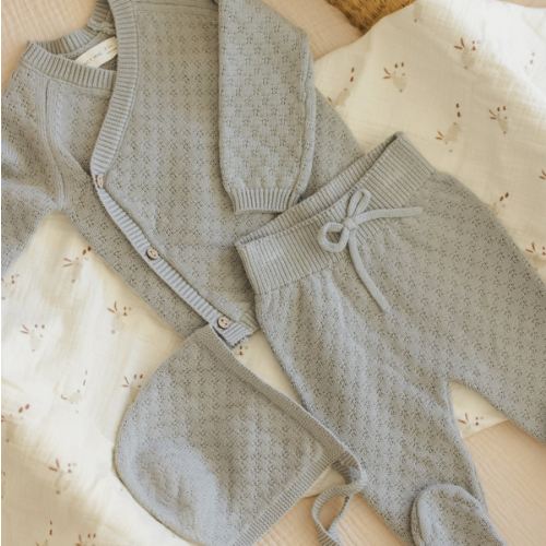 Knit Wrap Top + Pant Set || Steel Blue – Quincy Mae