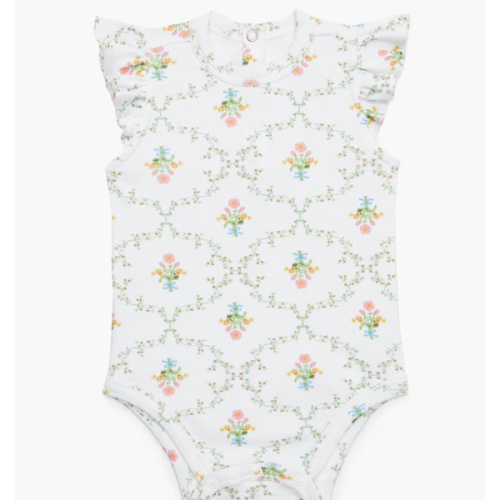 The Jillee Ruffle Onesie - Pastel Trellis