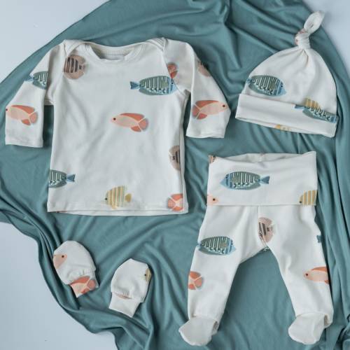 Fish Baby Outfit: Organic Cotton Newborn Gift Set