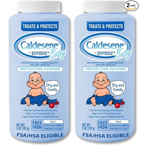 Caldesene Baby Cornstarch Powder with Zinc Oxide, 5 oz (Pack of 2)