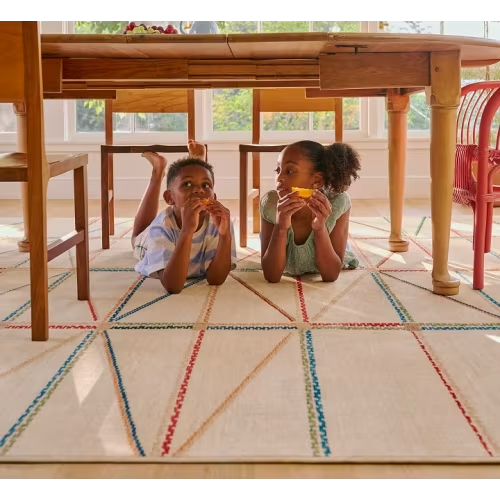 Bashful Bunny Toile Pink Rug | Ruggable US