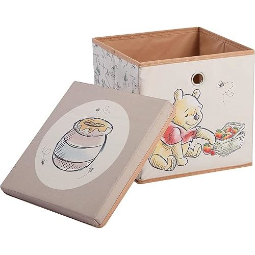 Idea Nuova Winnie the Pooh Collapsible Storage Cube with removable Lid, 10" Wx10 Hx10 D
