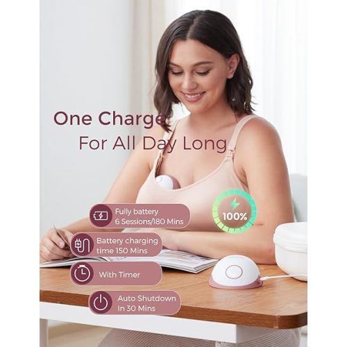 Momcozy Breast Pump Hands Free Mobile Style | M6, Wearable Breastfeeding Pump Ideal Rhythm for More Milk, DoubleFit Flange More Fit & Discreet with 3 Modes & 9 Levels, 24mm - 2 Pack Cozy Red