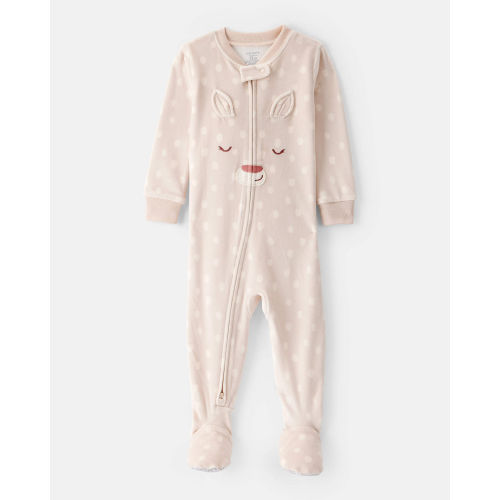 Baby Girl Deer Print DreamPlush Snug Fit Long-Sleeve 2-Way Zip Pajamas - Tan - Carter's | Carter's