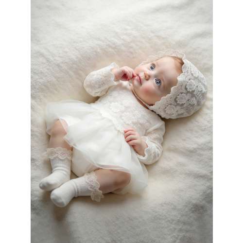 SHEIN Baby Girl Baptismal Gown Chrisom Newborn Lace Princess Dress With Matching Hat Photography Outfits Accessories White Outfit Autumn Fall
