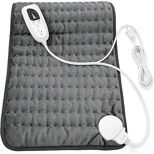 Electric Heating pad with 6 Heat Settings, Auto Shut Off, Dry Electric Heating for Back Neck Knee Arms Legs Shoulder Heat Pads for Christmas Birthday Father's Day Mother's Day (24"X12", Dark Gray)