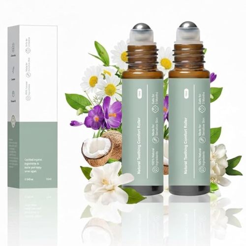 Teething Roller, Mamas Teether: Teething Oil Roller, Teething Roller All Natural,Natural Gentle Teething Comfort Roller,Compact Travel-Friendly Design 2Pack (Green)