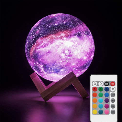 GUPUP 4.8 inch 3D Galaxy Moon Lamp Night Light for kids, 16 Color Rechargeable Moon Light with Touch Control & Remote