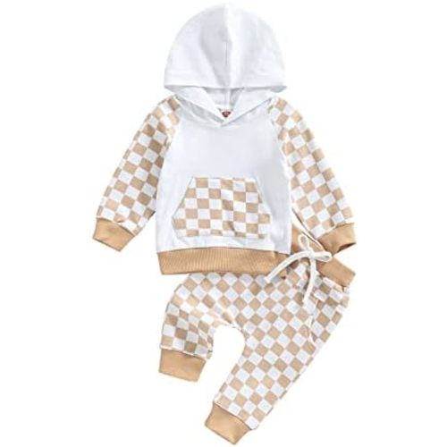 2Pcs Baby Boys Hoodie Tops Pants Set Dinosaur Deer Print Sweatsuit Fall Winter Outfits